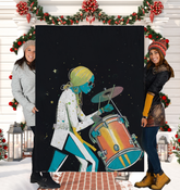 Rhythmic Resonance Musical Sherpa Blanket draped over a cozy sofa.